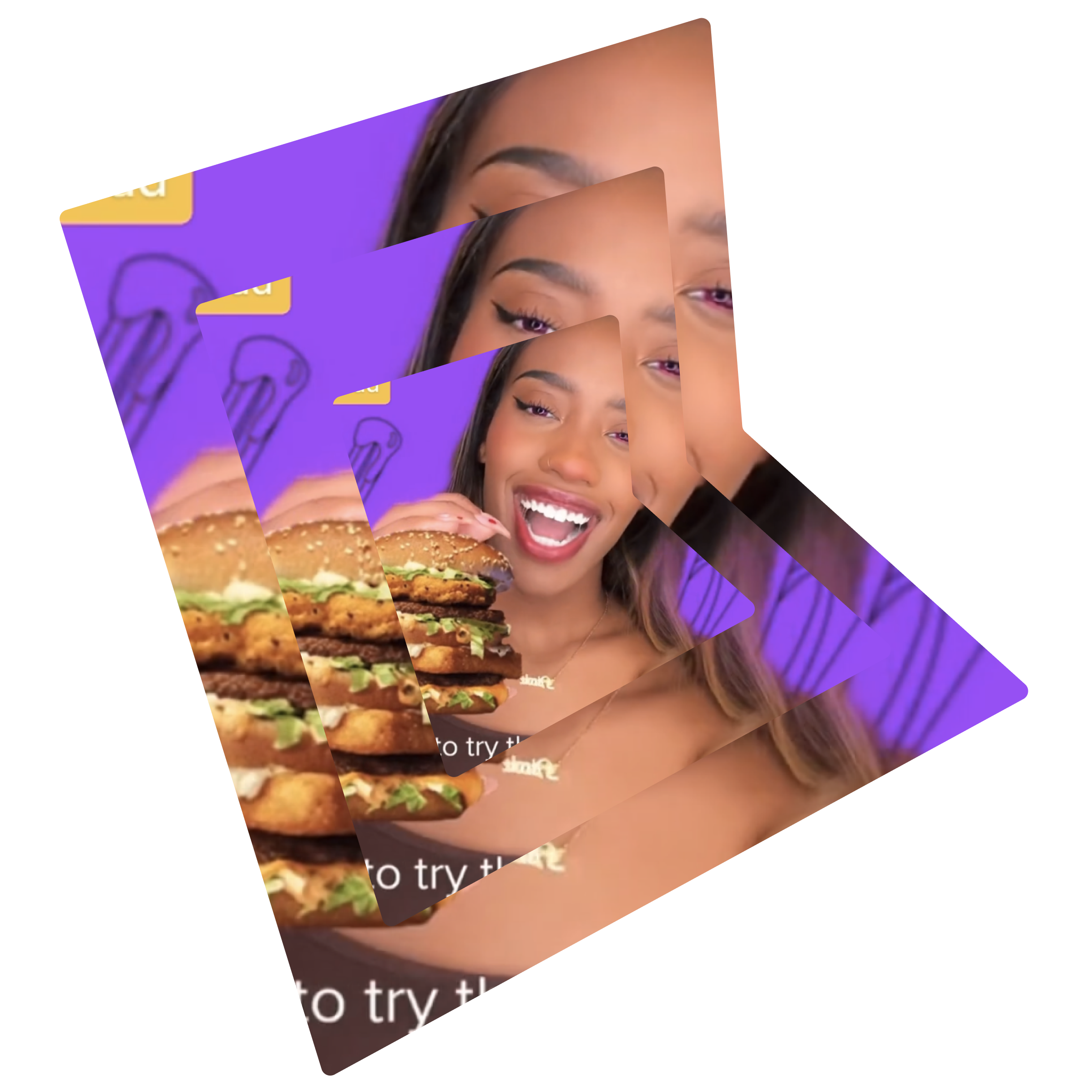 Influencer McDonalds Menu Hacks burger with Influencer picture. 